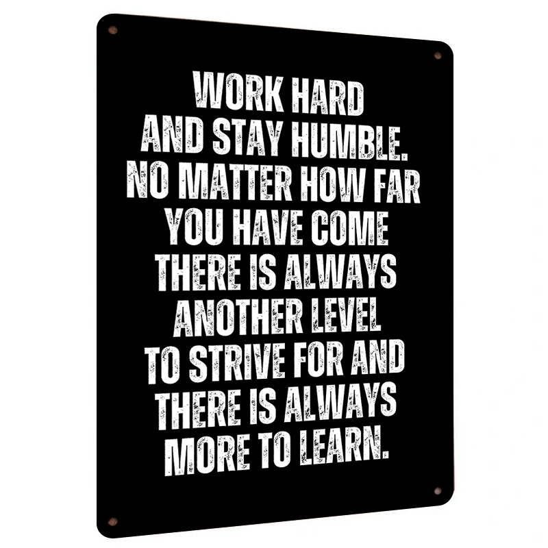 Work Hard Stay Humble Motivational Metal Wall Art Inspirational Quote Decor for Office Home