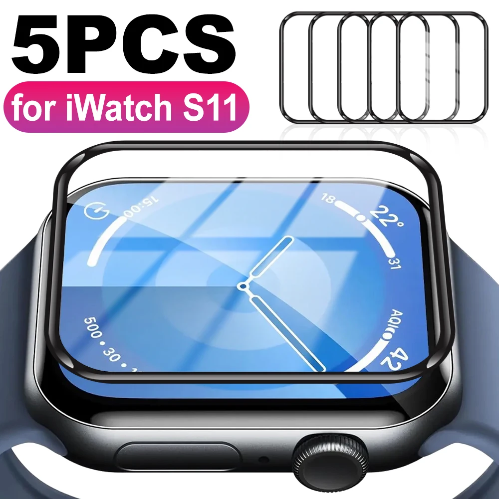

1-5 шт. 9D изогнутые пленки для часов Apple Watch Series 11, 42 мм, 46 мм, гибкие мягкие защитные пленки для экрана от царапин для IWatch S11