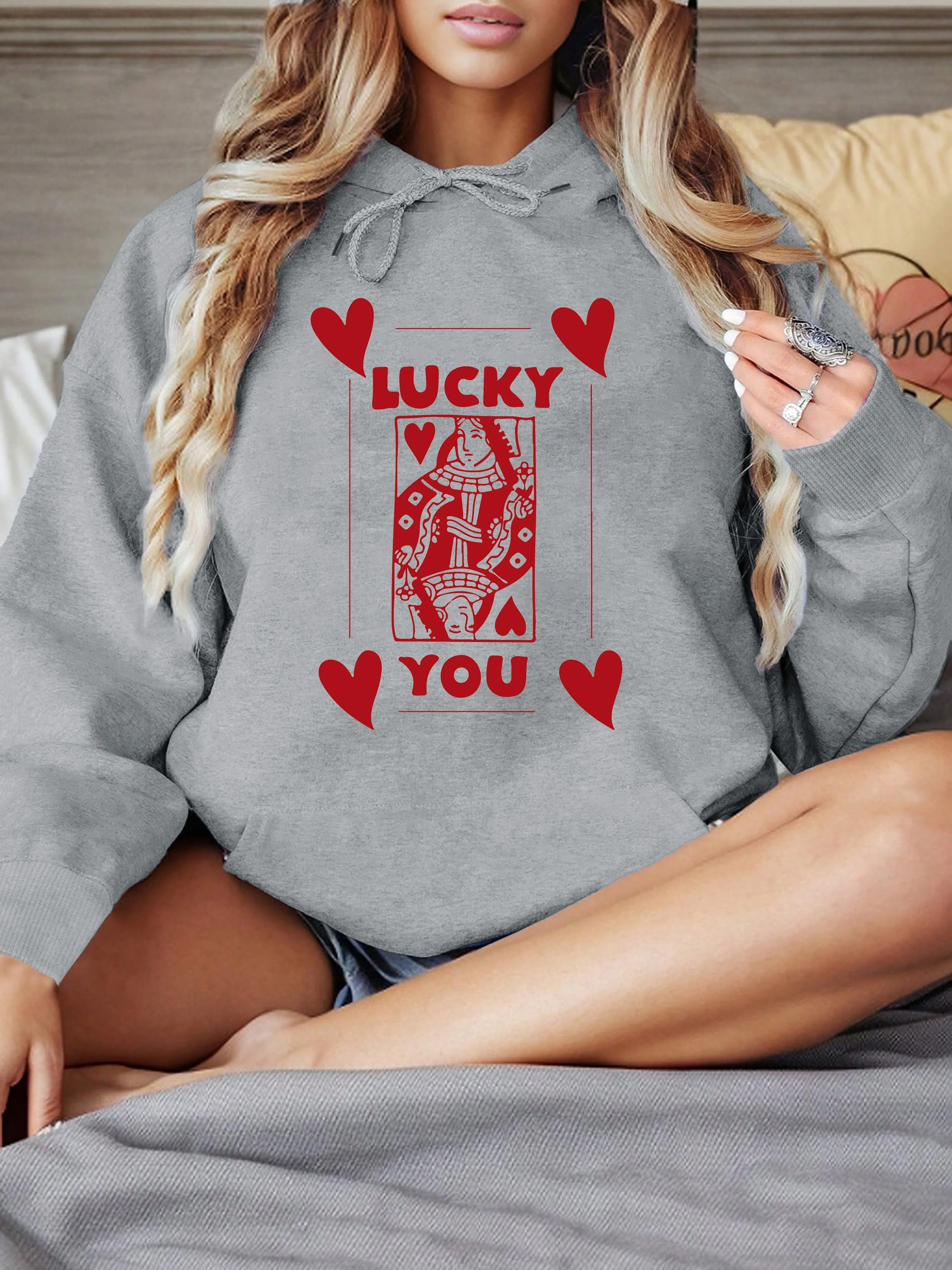 

Poker Graphic Printing Autumn and Winter Pure Cotton Men's and Women's Hoodies Casual Outdoor Street Sports Training Brand Trend