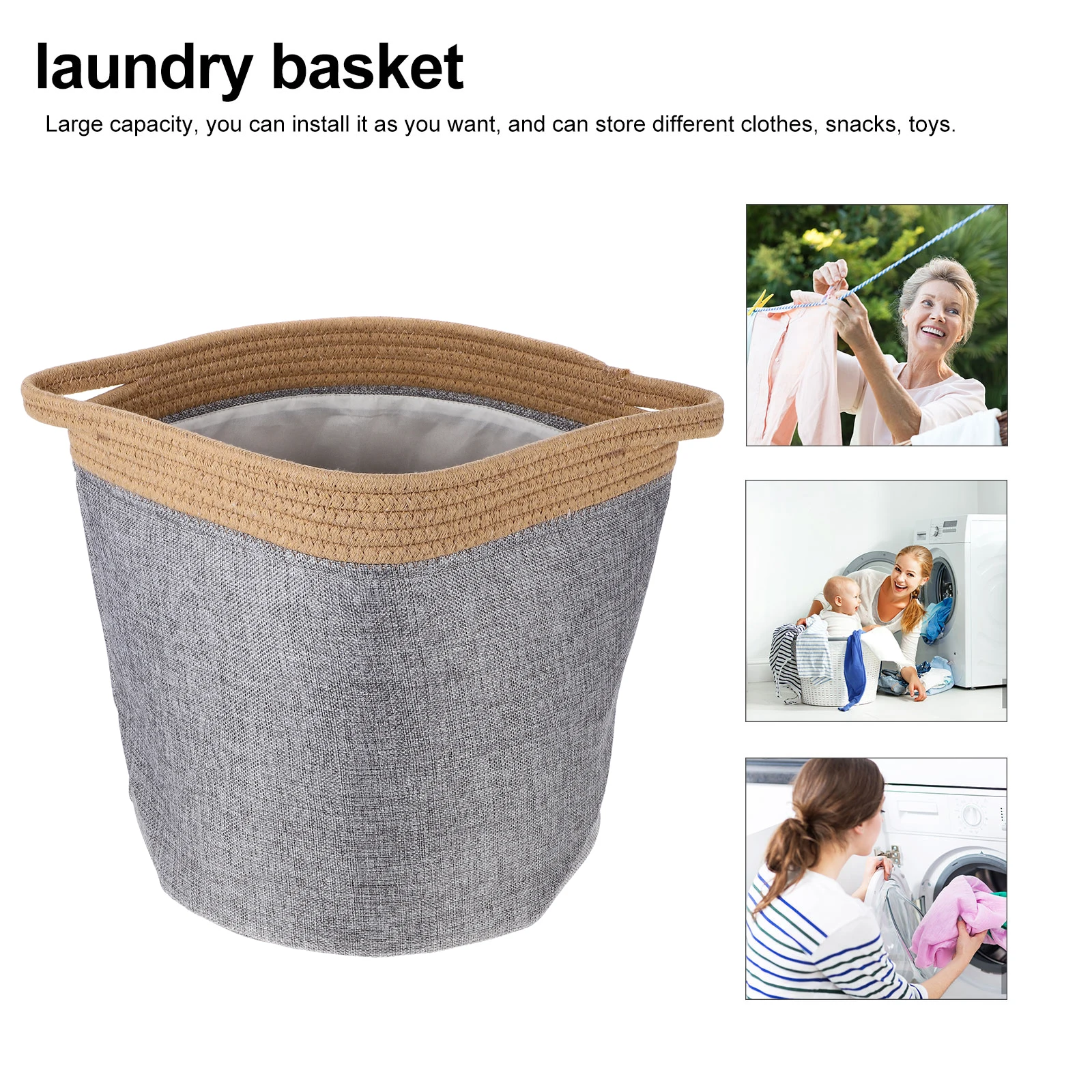 

Fabric Storage Bucket Yellow Grey Nordic Style Laundry Basket Foldable Clothes Shoes ganizer Toys Story