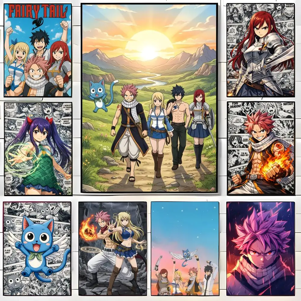 Shonen Fantasy Anime F-FAIRY T-TAIL Poster  Self-adhesive Art Waterproof Paper Sticker Coffee House Bar Room Wall Decor