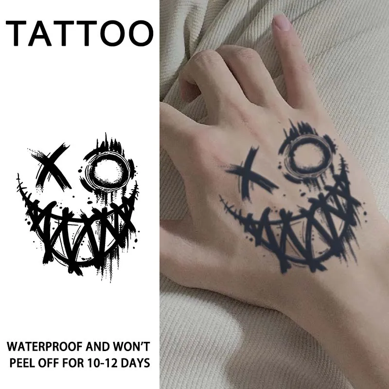 1Pcs Ghost Face Waterproof Temporary Tattoo Stickers Long-lasting Waterproof for One to Two Weeks