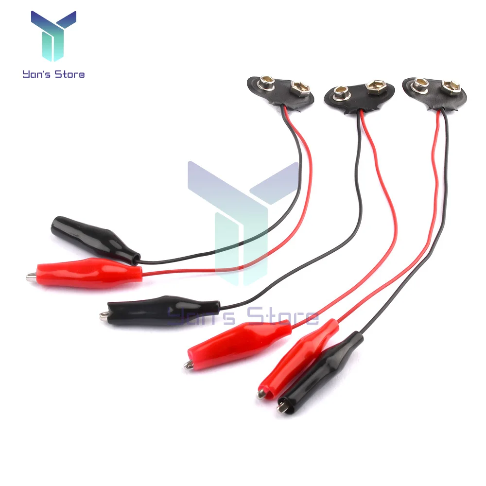 3PCS 18cm Double Red and Black Clips Crocodile Probe Cable Test Leads 9v Battery Double Crocodile DIY Clips Test Line Cable
