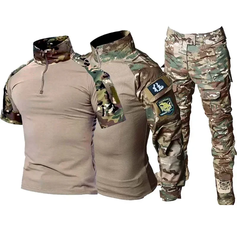 

Outdoor Uniform Tactical Suits Wear Resistant T-Shirt cargo Pants Men Clothes Combat Shirts Airsoft Paintball Hunting Clothing