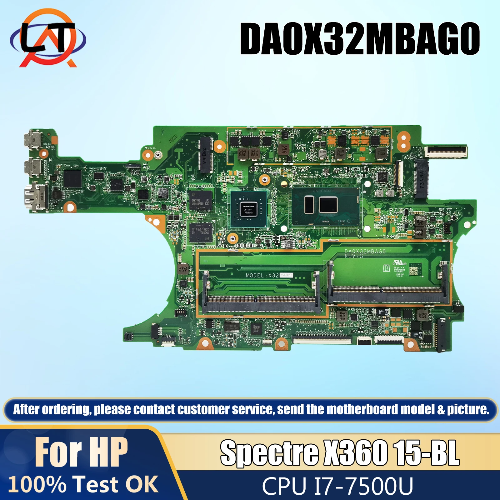 DA0X32MBAG0 For HP Spectre X360 15-BL Laptop Motherboard With i7-7500U CPU DDR4 940MX V2G 911083-001 911083-601 100% Working