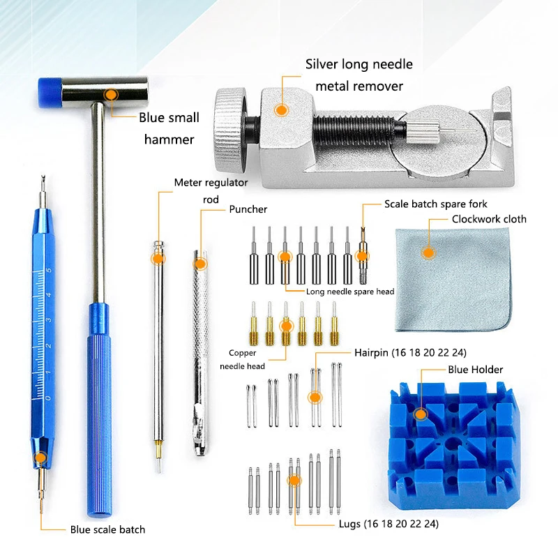 41Pcs Watch Repair Hand Tool Set Multifunctional Alloy Steel Watch Link Removal Tool Kit Professional Household Watchmaker Tools