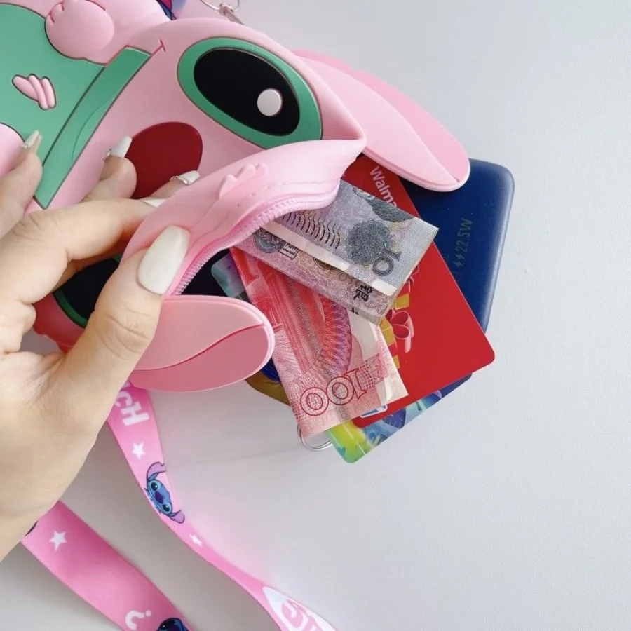 1pc Stitch-Inspired Mickey Silicone Crossbody Bag with Adjustable Strap,  & Cartoon Coin Purse Key Holder Holiday Birthday gifts