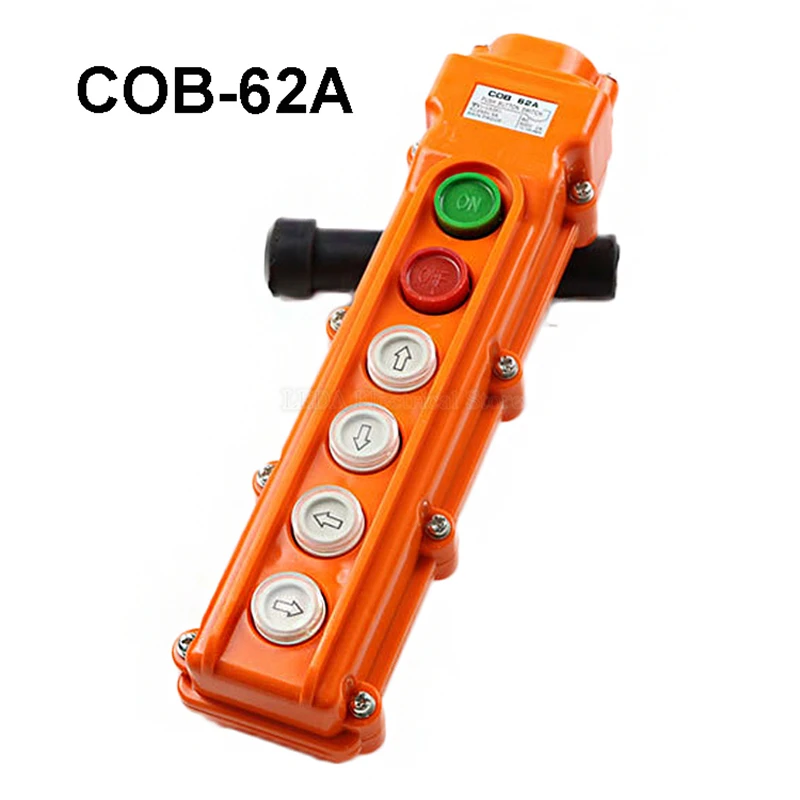 

1Pcs COB-62A Rainproof Crane Pendant Control Station Push Button Switch For Hoist 6 Ways Orange Red