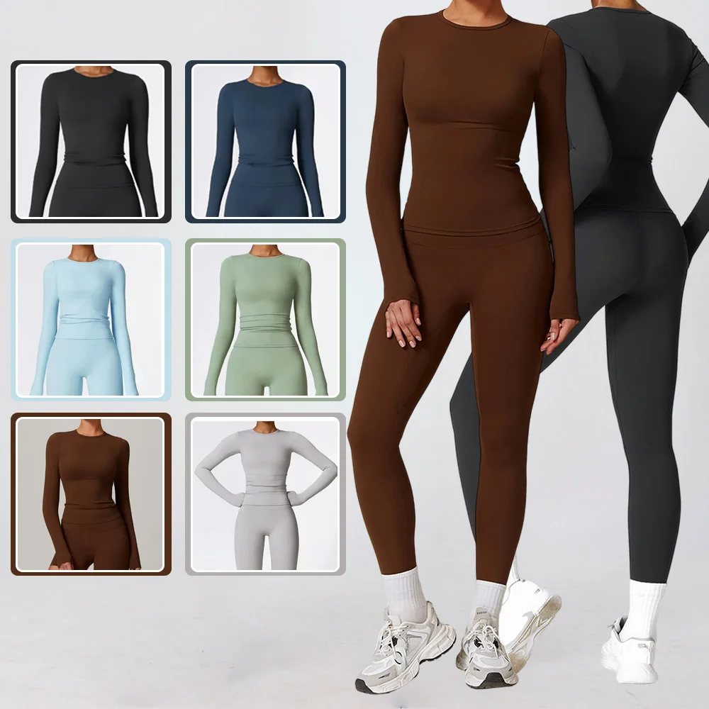 

Winter Brushed Long-Sleeve Yoga Top High-Intensity Fitness Wear Pilates Running Sports Long-Sleeve Top