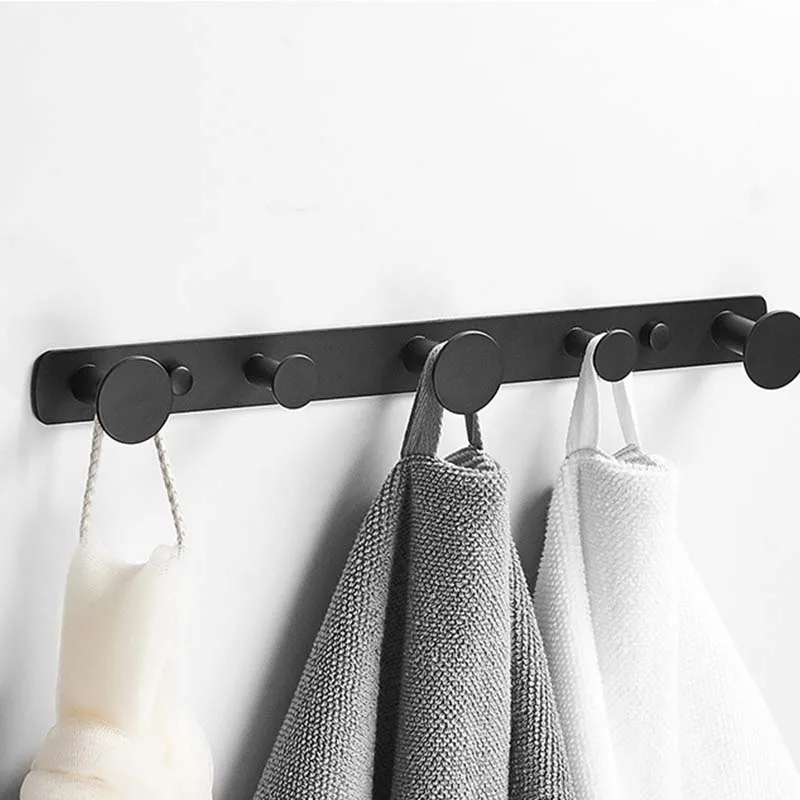 

Black Stainless Steel Hanging Hook Bathroom Hooks Perforated Installation Bathroom Hardware Accessories Parts New Fashion Design