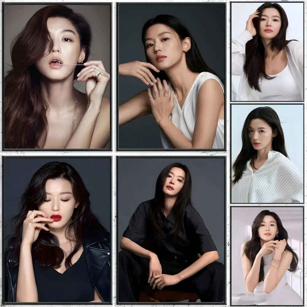 Actress Jun Ji-hyun Poster Self-Adhesive Waterproof Wall Stickers, Coffee Bar Home Wall Decor