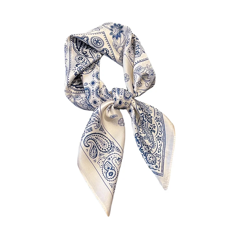 جديد فاخر طباعة 70*70 سنتيمتر الحرير مربع وشاح المرأة لينة الساتان هيرباند منديل التعادل الإناث عقال Foulard حقيبة الشريط هدية #1