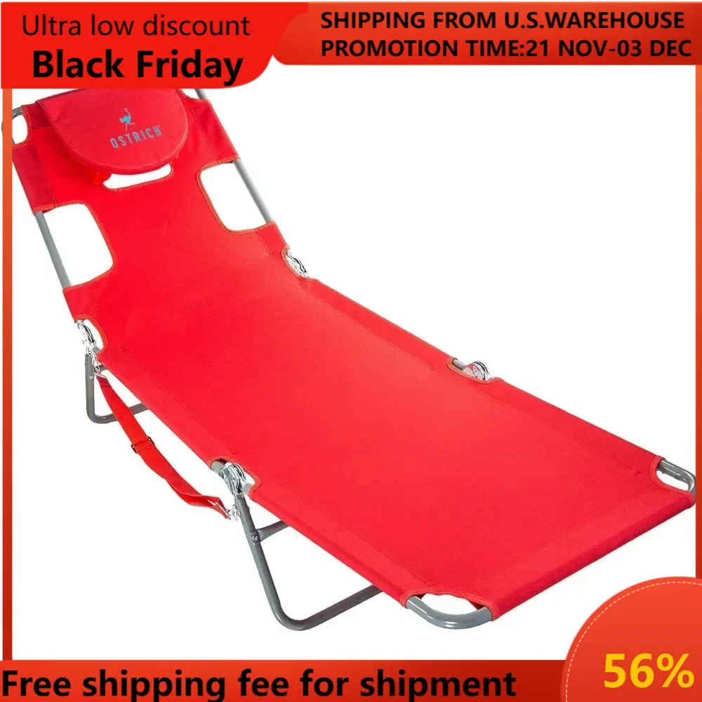 Chaise Lounge Beach Chair for Adults with Face Hole - Versatile, Folding Lounger for Outside Pool