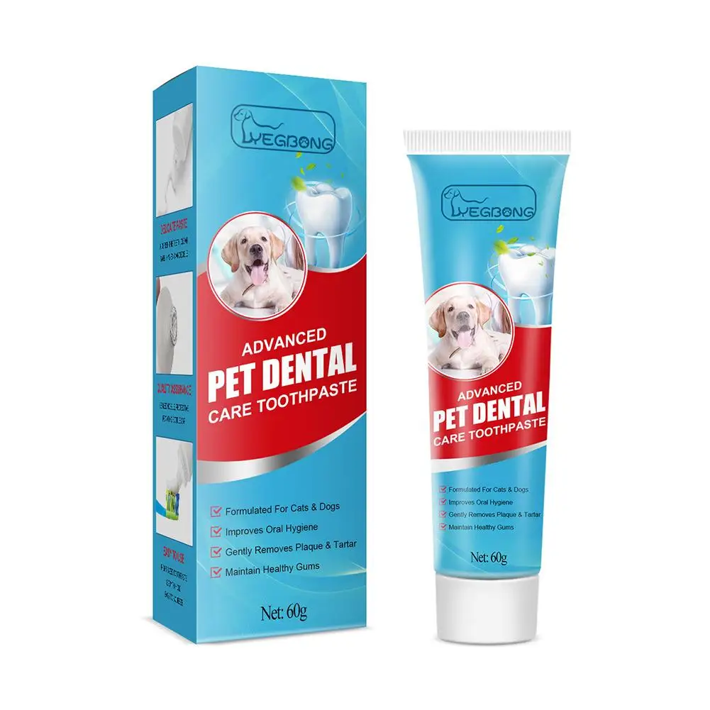 Pasta de dientes de respiración fresca para mascotas, productos comestibles para el cuidado de mascotas, desodorante, placa dental, 60g, R2J5