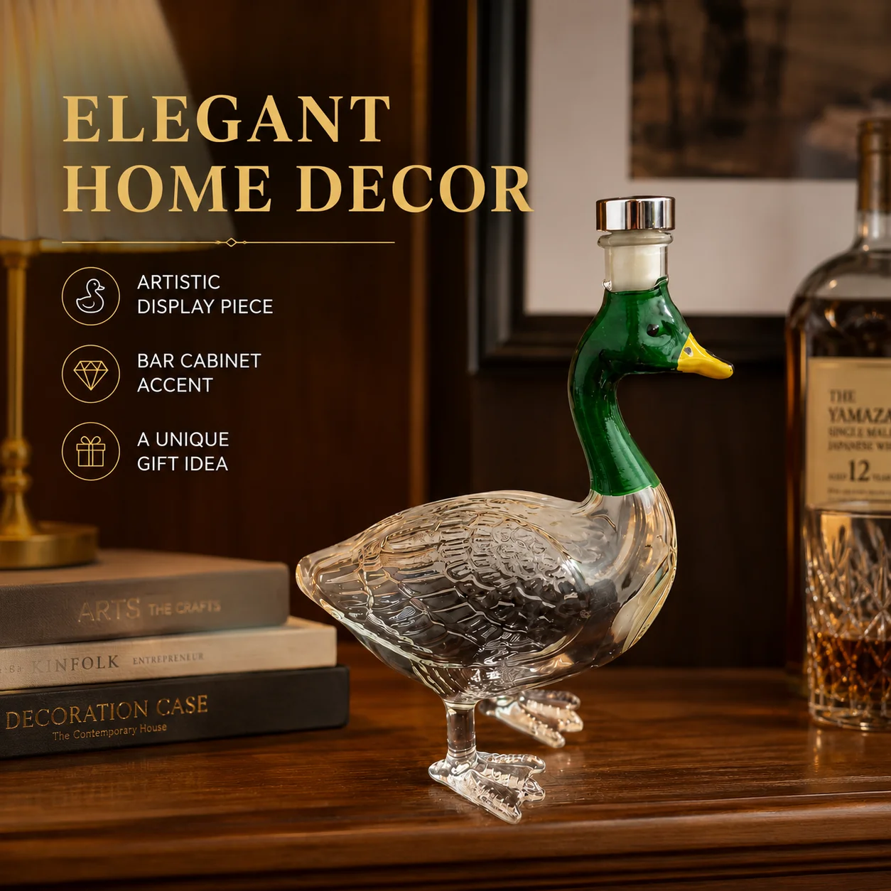 Duck Shaped Glass Decanter Whiskey Bottle Creative Spirit Liquor Container Bar Cabinet Decor Home Tabletop Ornament Gift