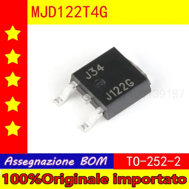 10pcs/lot Home furnishings MJD122T4G silk-screen J122G the TO - 252-2 100 v / 8 a SMD triode