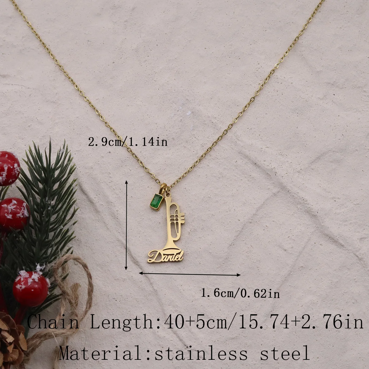 Custom Name Trumpet Necklace S - Musical Instrument And Name のレビューと価格