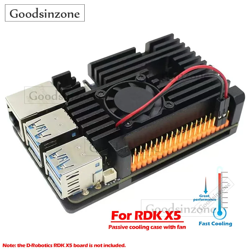 

RDK X5 Aluminum Cooling Case with Fan Kit - Metal Heat Dissipation Shell for D-Robotics RDK X5 Development Board