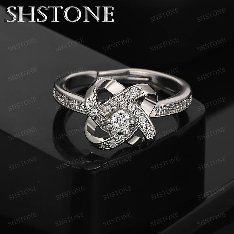 

Women Fashion Jewelry 925 Sterling Silver Pretty Women Wedding Ring Luxury Classic Round Zircon Banquet Party Gift Accessories