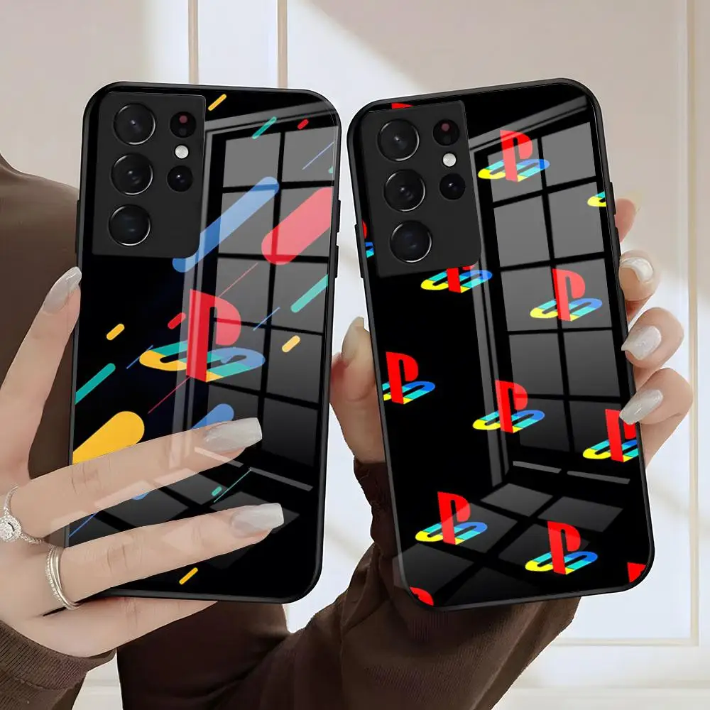 

Чехол для телефона PS4 Wireless GAMER для Samsung S25 S24 FE S23 S22 S21 Plus S20 Ultra Note20Ultra, черный стеклянный чехол