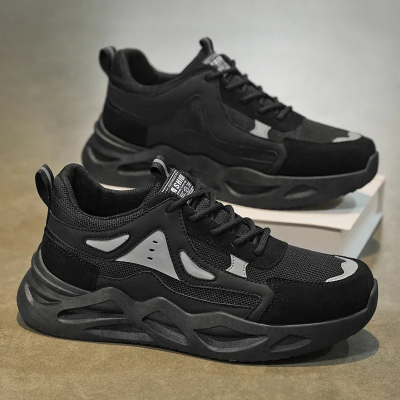 Scarpe da ginnastica casual da uomo grigie da esterno in mesh traspirante da donna leggere con assorbimento degli urti da tennis sportive da corsa scarpe da jogging nere