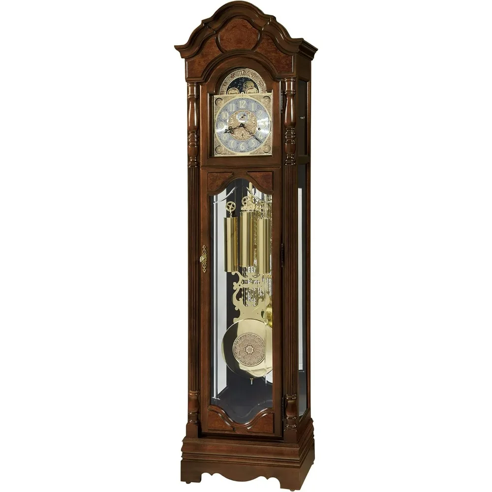 

Floor Clock II 549-066 – Cherry Bordeaux Grandfather Timepiece Decor with Illuminated Case & Cable-Drive