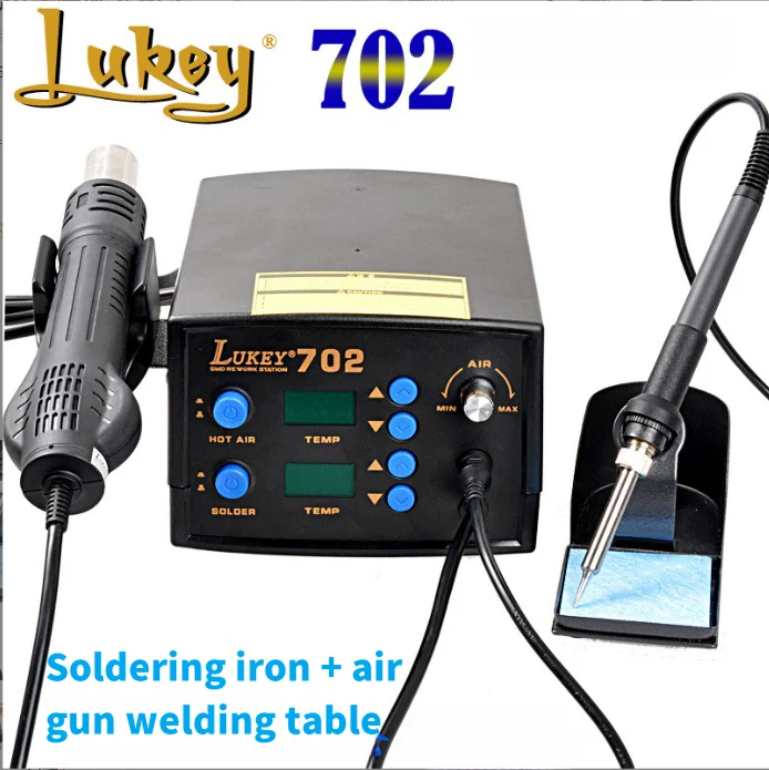 Lukey 702 air soldering SMD REWORK STA TION Heat gun soldering iron even number display 2-in-1 welding table mobile phone comput