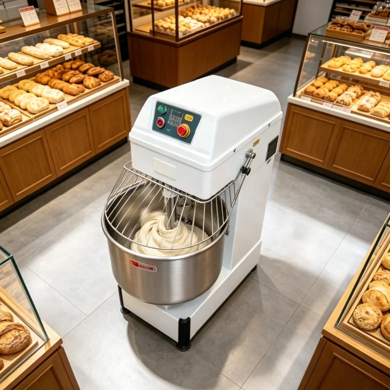 Professional Bakery Dough Mixer 50kg Flour Capacity Heavy Duty Spiral Kneader 3 Phase Motor for Bread Dough Production