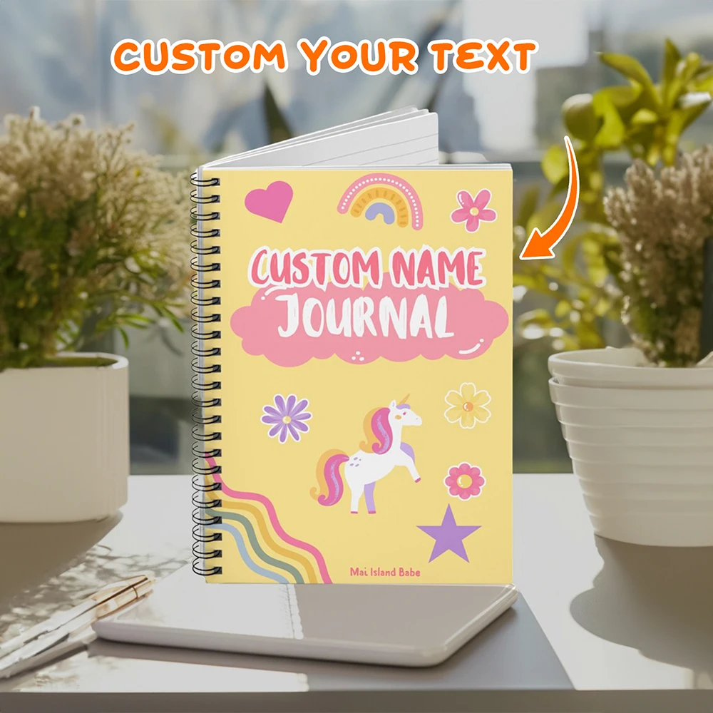 1pc Custom Unicorn Spiral Notebook,Personalized Name Journal,Metal Spiral Binding,Smooth Paper,Daily Use,Back to School season