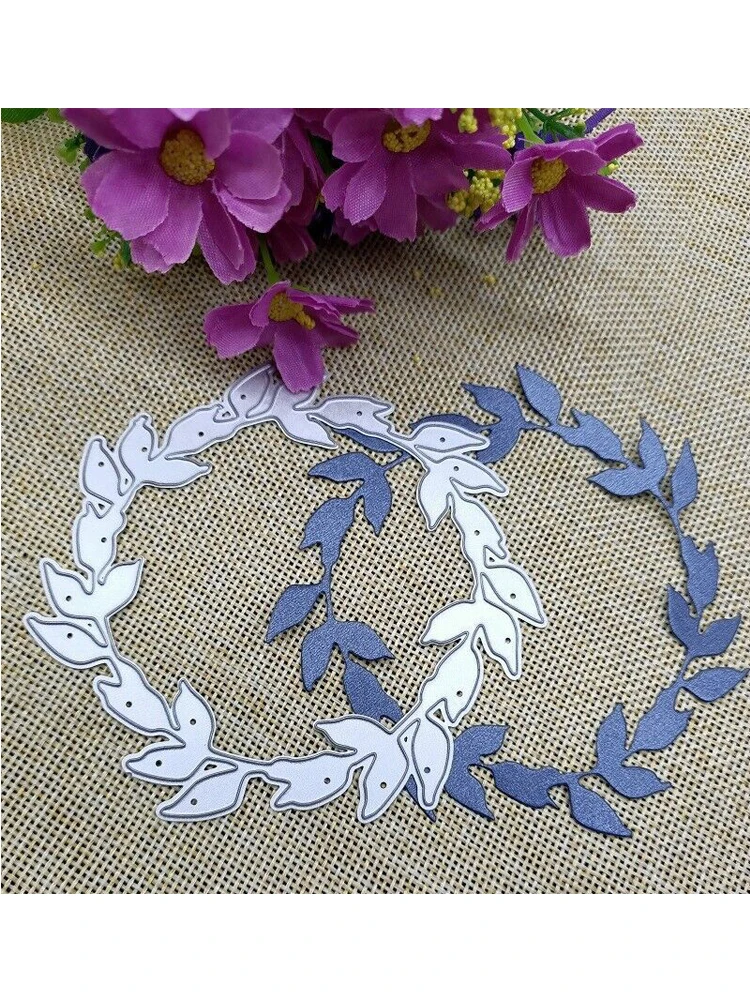 Leaf Wreath Metal Cutting Dies Stencil Scrapbooking Diy Album Stamp Paper Card Embossing Decor Craft Knife Mould