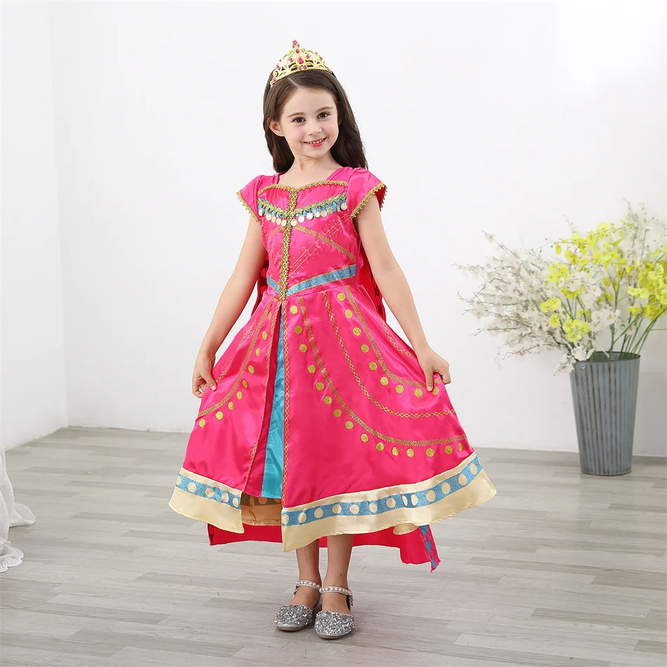 Princesa jasmim traje para meninas, roupa cosplay, vestido aladdin, lâmpada mágica, carnaval, festa de aniversário, role play, roupas para crianças