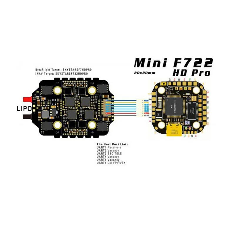 Daily F722 Mini controlador de vuelo de pila AM32 55A 4 en 1 ESC 20X20 3-6S OSD incorporado para piezas de drones FPV Freestyle