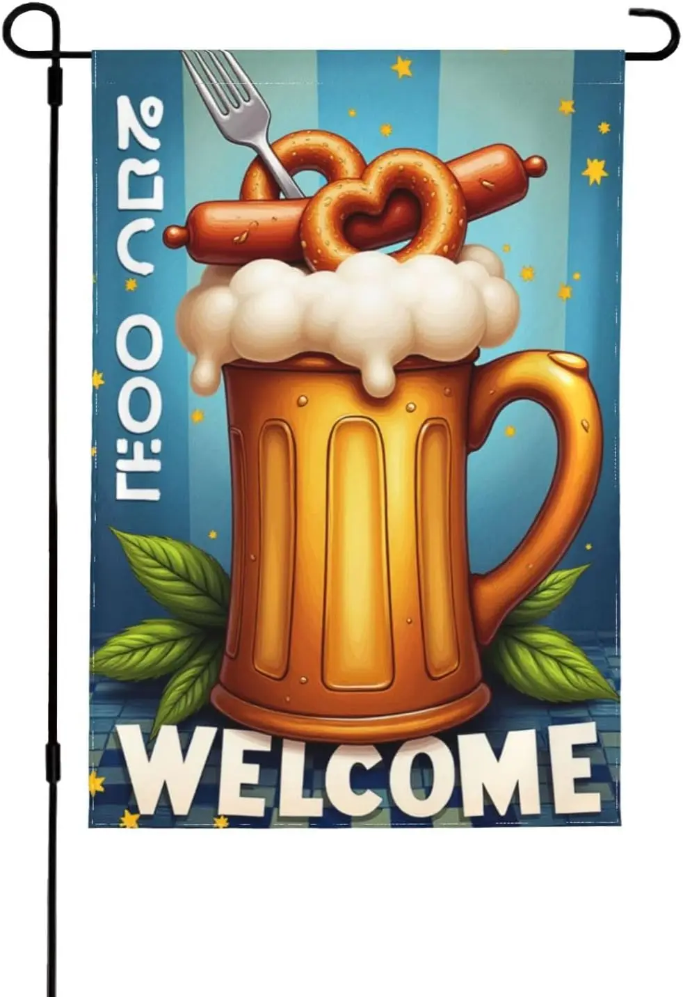 Welcome Oktoberfest Garden Flag 12x18 Inch Double Sided Beer Stein Pretzel Sausage Yard Flag Outdoor Decor Seasonal Farmhous EEZ