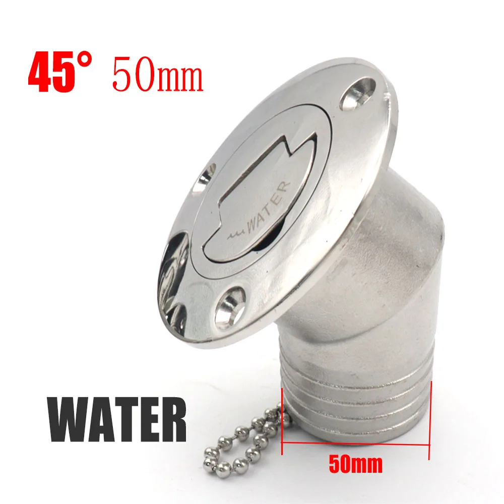45 Degree 316 Stainless Steel Deck Filler Key Cap GAS DIESEL FUEL WASTE WATER 38mm 50mm Deck Filler Caps for Marine Boat