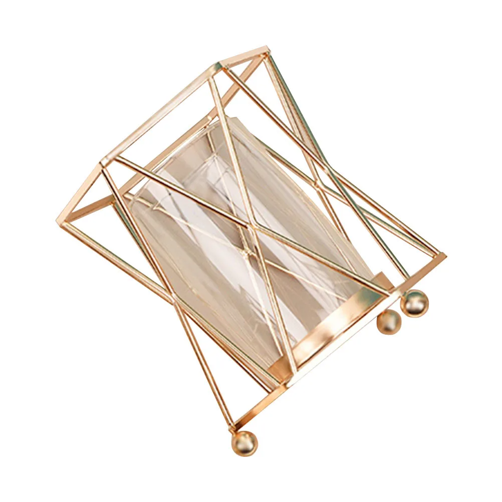 

Iron Art Hydroponic Glass Vase Premium Rhombus Design Flower Planter for Home Office Garden Decorative Dried Flower Container