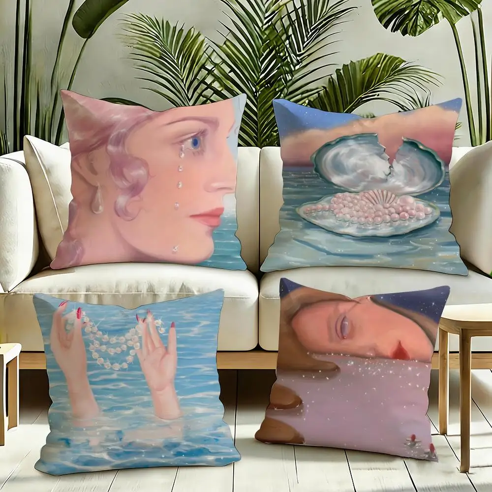 Works by Polish artist Monika Marchewka Cushion Cover Reversible Plush Pillow Cover Soft Fluffy  Home Decor for Sofa Bedroom