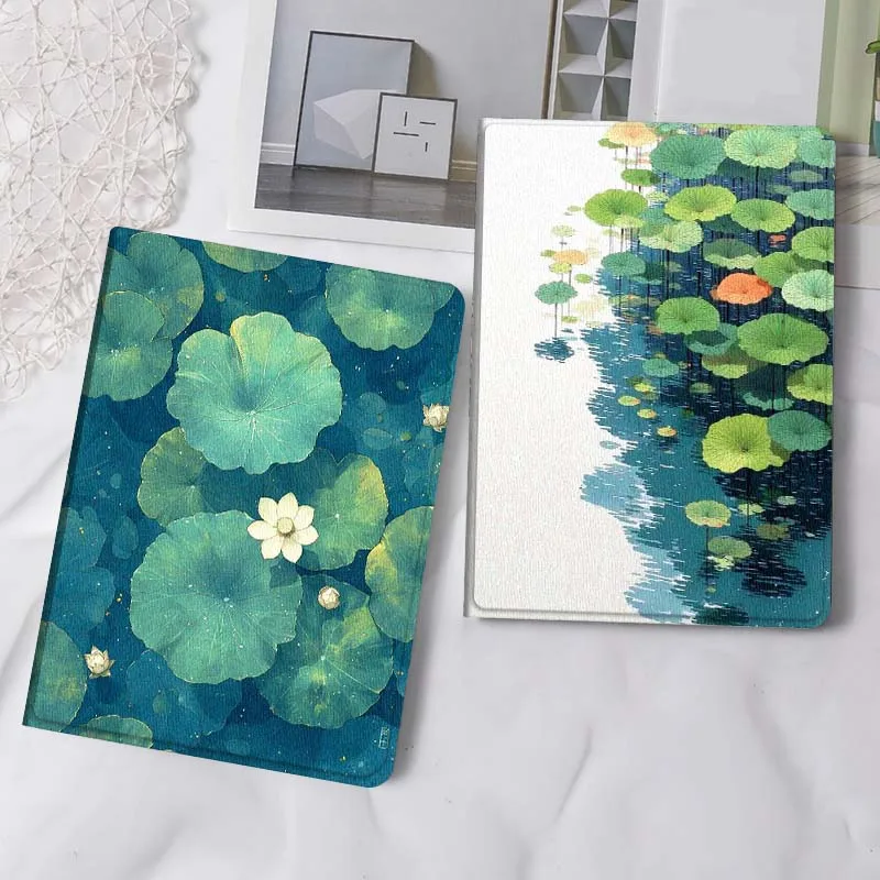 

Lotus Leaves Art Popular Gift For iPad Pro Air Mini 2 3 4 5 6 7 6th 7th 10th 11th 10.2 9.7 10.5 11 Foldable Tablet Case