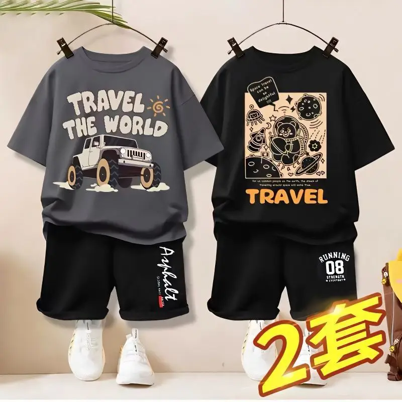 

Tide Handsome Little Children's Clothes Cool Handsome Clothes 2023 New Short Sleeve Suit Children's Summer Clothes Boys