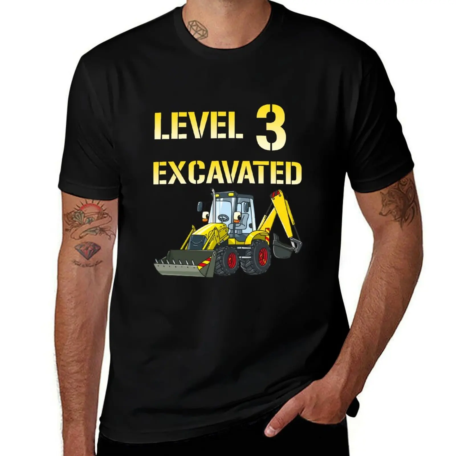 

Kids 3rd Birthday Boy Excavator Digger Outfit 3 Yr Old Bday Gift Level 3 Excavated Funny Excavator Birthday T-Shirt