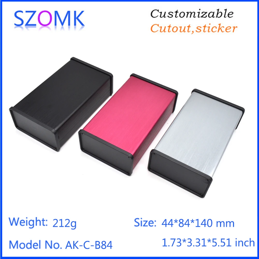 

1Pcs 44*84*140mm szomk good quality aluminum project box for pcb outlet boxes powder coating aluminum extrusion enclosure