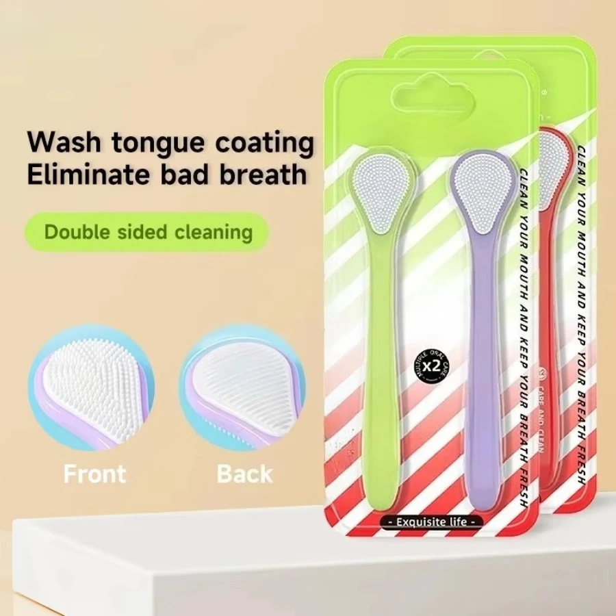 40Pcs Tongue Coating Cleaner Coating Brush Tongue Scraper Cleaning Tongue Double-sided Cleaning