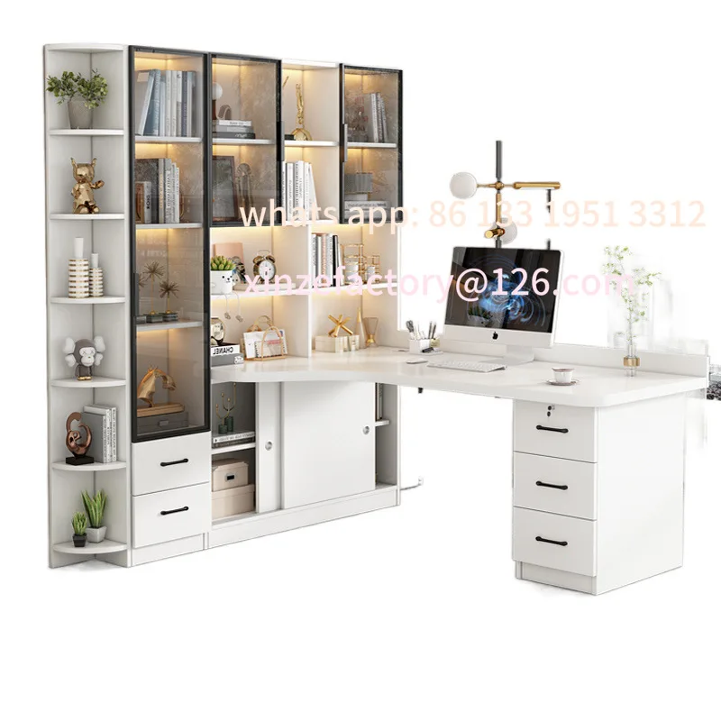 

Computer desk combination light luxury student writing desk bookcase all-in-one home desktop children's study table