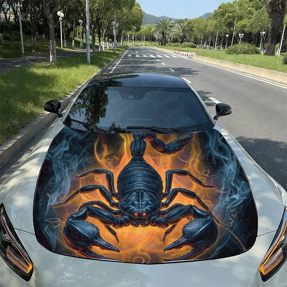

Black Scorpion Car Hood Packaging - PVC Vinyl Stickers, Car Graphic Cover Stickers, Fashionable Truck Accessories, Vehicle Deco