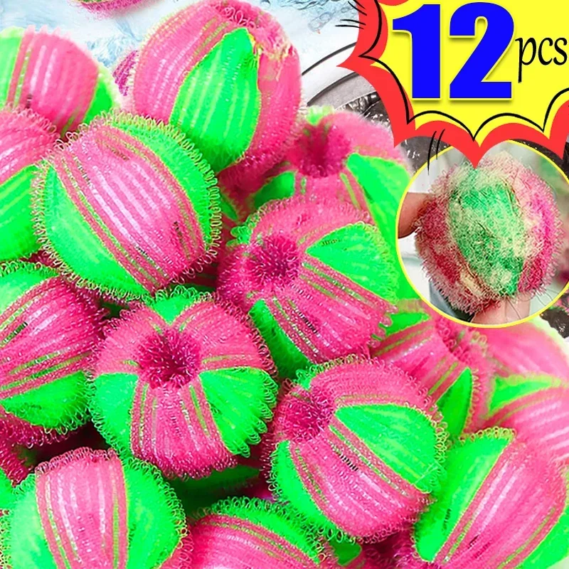 12/6 Piece Set Washing Machine Hair Filter Floating Lint Remover Catcher Reusable Laundry Ball Dirt Collection Cleaning Ball