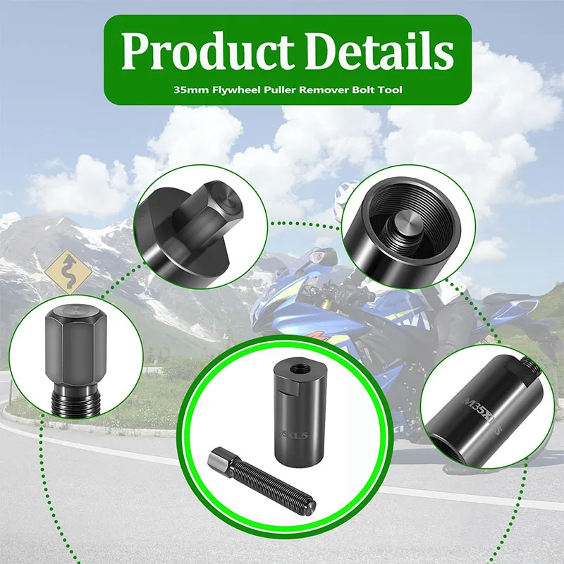 35mm Flywheel Puller Remover Bolt Tool M35 X 1.5 R.H. for Yamaha Big Bear 350 400 660 Raptor 350 700 700R Grizzly 350 400 450 - view 4