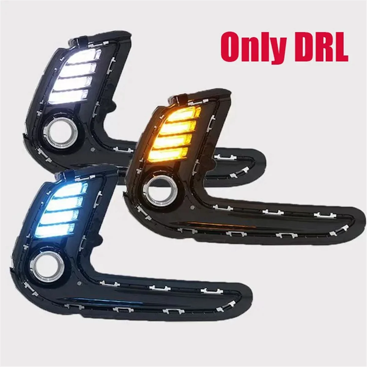 1Pair Auto LED DRL for Hyundai Elantra 2016-2018 Fog Lights Cover Daytime Running Light Turn Signal Foglamp