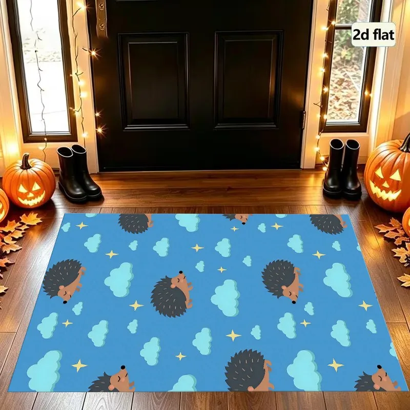 Large Area Rug Cartoon Hedgehog Cloud Star Print Soft Velvet Living Room Bedroom Home Decor Area Rug