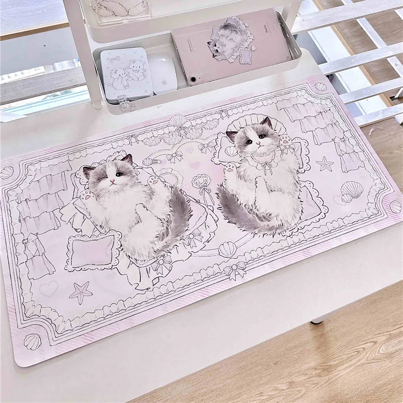 Tapete de mesa de cuero serie Ragdoll Cat, alfombrilla grande para ratón, alfombrilla de escritorio con costuras para Gamer, mantel para mascotas, decoración para habitación de niña