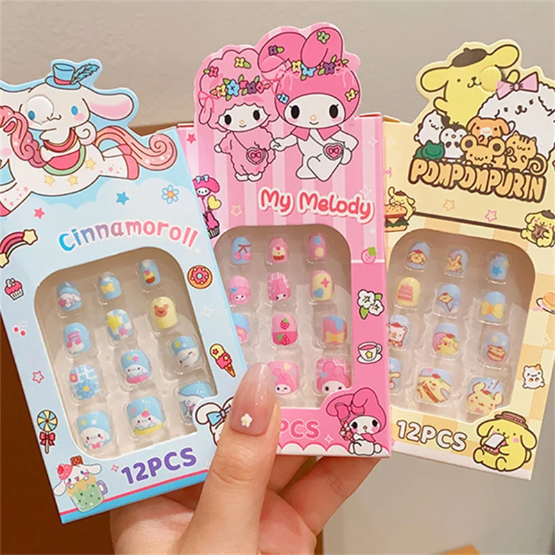 Sanrio Toppa per unghie per bambini Hellokitty Cinnamoroll Kawaii rimovibile fatta a mano per unghie Accessori squisiti regalo per ragazze