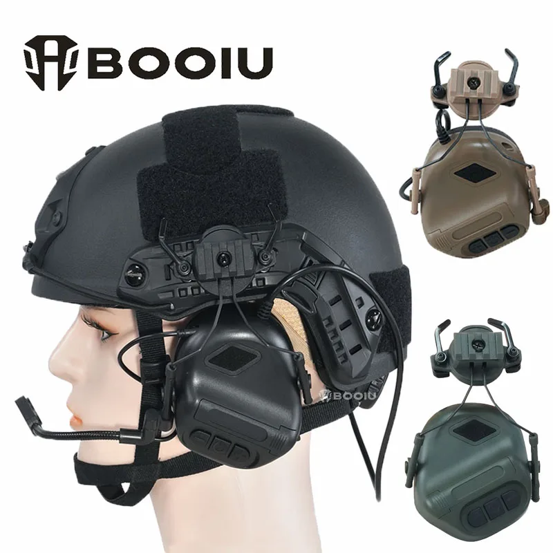 BOOIU Tactical Fifth Generation Shooting Helmet Headset Fast Helmet No Pickup Shooting Earphone Training Hunting Headphones
